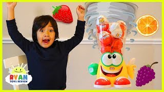 Ryan plays Crazy Blender Game with Kinder Surprise Eggs [upl. by Crisey382]