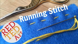 Running Stitch How To  Basic Sewing Hand Embroidery amp Hand Sewing [upl. by Bocaj]