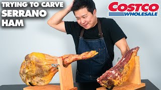 How to Carve Serrano Ham  Costco Serrano Ham Jamón ibérico Carving [upl. by Itida]