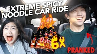 6X EXTREME SPICY NOODLE CAR RIDE I CRIED  Ranz and Niana [upl. by Murial]