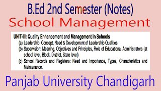 Notes bed 2nd semester leadership supervision school records and registers school management puchd [upl. by Faina54]