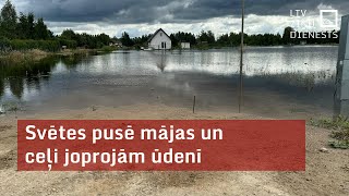 Svētes pusē mājas un ceļi joprojām ūdenī [upl. by Nerro]