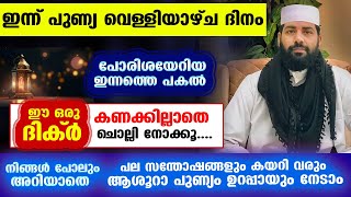 ഇന്ന് പുണ്യ വെള്ളിയാഴ്ച ദിനം ഇന്ന് പകൽ ഈ ഒരു ദിക്ർ കണക്കില്ലാതെ ചൊല്ലൂ Friday Dhikr [upl. by Naik]