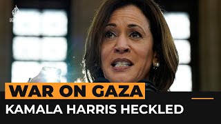 Kamala Harris heckled over Gaza during Jimmy Kimmel talk show filming  AJ shorts [upl. by Hasheem237]