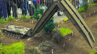 AMAZING RC MODEL BRIDGE LAYER TANK M48 PATTON AVLB IN ACTION RC MILITARY VEHICLES [upl. by Abad]