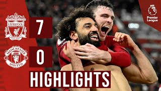 HIGHLIGHTS Liverpool 70 Man United  Salah breaks club record as Reds score SEVEN [upl. by Drona840]