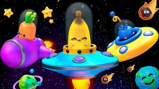 Baby Fruit Dancing in a SPACE ADVENTURE 🍎🍊🍋‍🍏🍇 Sensory Video [upl. by Haughay500]