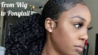 Turn your LACE WIG into a FauxDrawstring PONYTAIL [upl. by Araldo769]