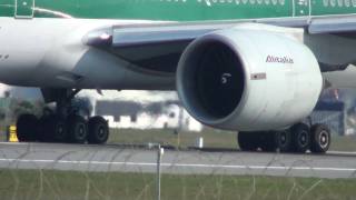 B777200ER Alitalia decollo takeoff to New York JFK intl from Rome Fiumicino FCO LIRF [upl. by Eenttirb]