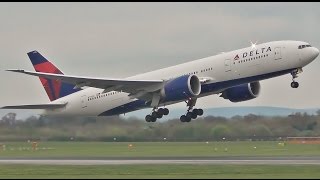 Delta Airlines 777200 Inaugural Takeoff From Manchester Airport [upl. by Cathyleen139]