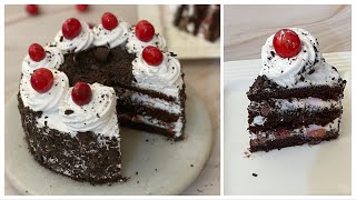 Black Forest Cake Recipe In Kadai  No Egg No Curd No Oven Bakery style Eggless Black Forest Cake [upl. by Enyt326]