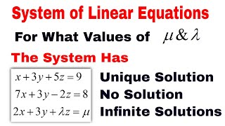 Unique solution No Solution Infinite Solution System of Linear Equations AXB Problem2 [upl. by Coh]