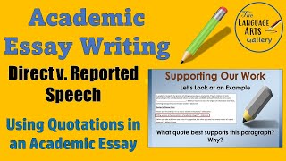 Reported Speech Direct Quotations and Academic Writing [upl. by Negroj546]