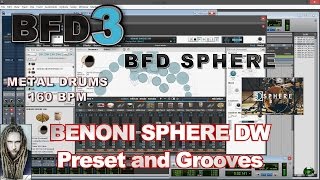 BFD SPHERE DW Preset and Grooves 160 BPM  BFD3 Metal Drums [upl. by Etteragram]