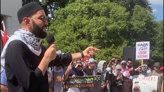 One Year of Genocide  Dallas Gaza Protest  Dr Omar Suleiman [upl. by Ahsiekam]