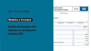 Plantilla del formulario 445 – Impuesto de normalización tributaria 2020 [upl. by Ayirp840]