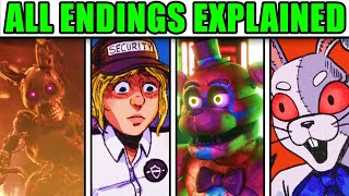 FNAF Security Breach ALL ENDINGS EXPLAINED BadGoodVIPVannyAftonGlitchtrap [upl. by Hacceber]