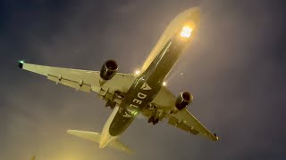 NIGHT ACTION  Delta Boeing 767300ER Overhead Landing into Los Angeles LAX [upl. by Izawa]