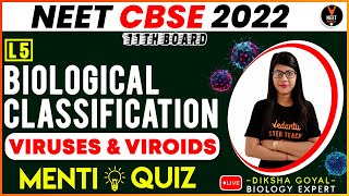 Biological Classification Class 11 L5  Viruses and Viroids  Menti Quiz  NEET 2022  Diksha Goyal [upl. by Pfosi903]