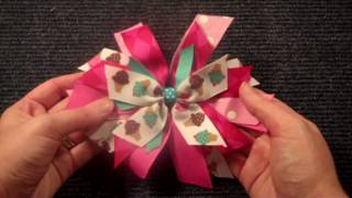 Pinwheel Style hairbow tutorial V2 hair bow instructionstutorial [upl. by Ettennaj]