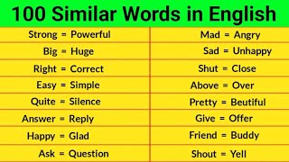 100 Similar Words  Similar Words in English  Similar Words 100  Synonyms Words [upl. by Oicnoel]