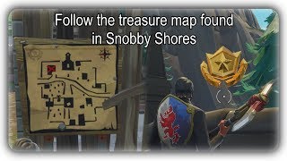 FOLLOW THE TREASURE MAP FOUND IN SNOBBY SHORES  Fortnite Season 5 Week 5 Challenges [upl. by Ailefo]