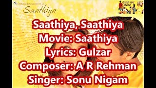 Saathiya Title Song Lyrics English Translation No Music [upl. by Brecher]