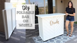 DIY FOLDABLE BAR ON WHEELS✨ Stores away easily [upl. by Guglielmo]