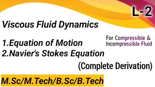 Equation of motion Navier Stokes Equation in Fluid Dynamics MSccompressible incompressiblefluid [upl. by Avik]