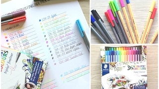 Staedtler Triplus Fineliners 36 pack review swatches amp comparison Stabilo [upl. by Platon195]