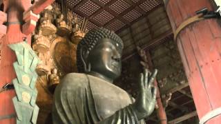 Giant Buddha Statue Daibutsu Todaiji in Nara Japan [upl. by Liauqram933]