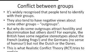 Social Psychology Prejudice realistic conflict theory [upl. by Blanche95]