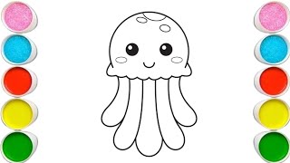 Cute jellyfish Drawing Painting amp Coloring For Kids and Toddlers Child Art [upl. by Sophy838]