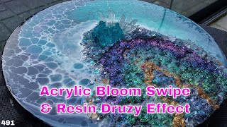 Acrylic Bloom Swipe Tutorial with Resin Art Druzy Effect [upl. by Ocire]