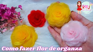 Como fazer flor de organzaPasso a passoINICIANTESrjlacosjaquelinesantos [upl. by Acinorrev]