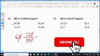 7Sınıf Bir Çokluğun İstenilen Yüzdesini Hesaplama Test Çözümü [upl. by Natalia]