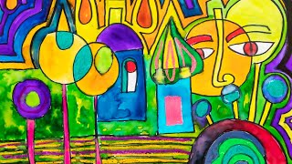 Hundertwasser  Online Learning Module 3 City Landscape Hundertwasser Style  Zart Art [upl. by Yecats]