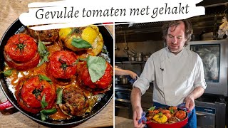 Koken met Rik de Jonge Gevulde tomaten met gehakt [upl. by Naveb]