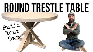 How To Build a Round Trestle Table  DIY Trestle Table [upl. by Alyakim]