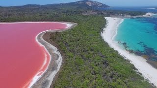 Pink quotLake Hillierquot Middle Island with Esperance Island Cruises [upl. by Yra]