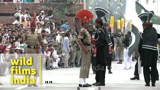 Cut throat competition at Wagah Border during flag down ceremony [upl. by Bazar129]