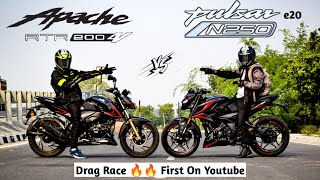 2024 Bajaj Pulsar N250 Vs Apache 200 4V  Drag Race  First On Youtube [upl. by Maisie]