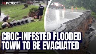 CrocInfested Flooded Queensland Town To Be Evacuated [upl. by Silvia394]