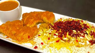 Saffron Rice with Chicken  Barberry Zereshk Rice [upl. by Thorne]