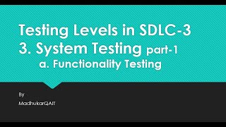 System Testing 01 [upl. by Kcoj]