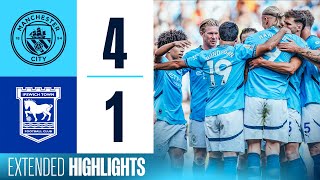 EXTENDED HIGHLIGHTS  MAN CITY 41 IPSWICH TOWN  Haaland hattrick seals win amp Gundogan returns [upl. by Holmen]