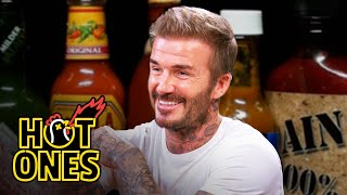 David Beckham Embraces the Moment While Eating Spicy Wings  Hot Ones [upl. by Saunders]