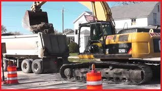 Preparing Road For Asphalt Road Construction And Compaction CAT 329 Excavator With CAT D6 Dozer [upl. by Baudoin]