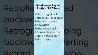 Word meaning with Prefix ReRetroeducationenglishspeaking [upl. by Muryh708]