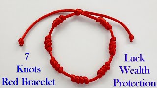 💖 Diy 7 Knots Lucky Red Bracelet  How to make Red String Kabbalah Protection Bracelet  लाल कंगन [upl. by Namyw]